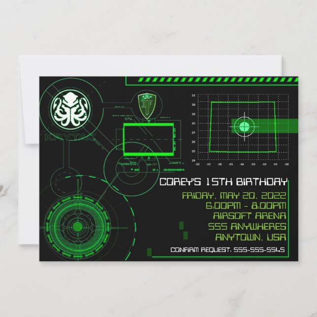 Convites A guerra Airsoft militar 5x7 convida Wyoming (Frente)