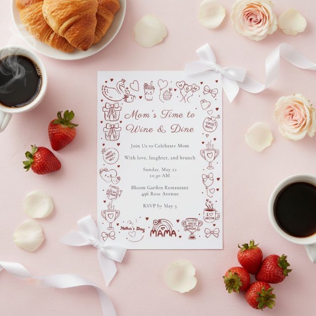 Convites A Hora da Mamãe para Vinho e Jantar Brunch do Dia  (Criador carregado)