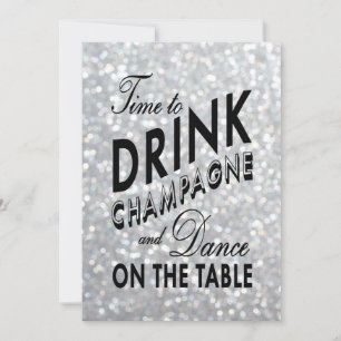 Convites A hora Sparkly de beber Champagne incorporado