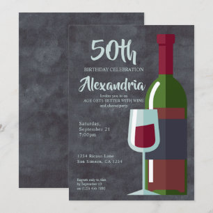 Convites A idade fica melhor com vinho Festa de Aniversário