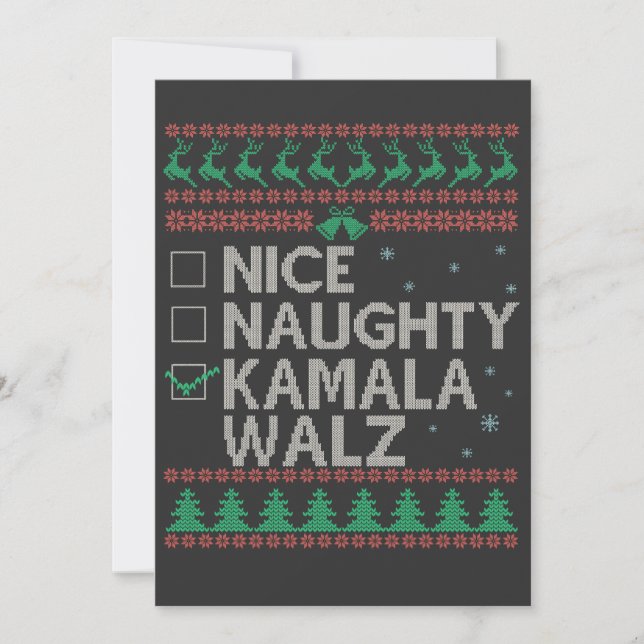 Convites A Kamala Harris Suéter Feio de Natal Eleição (Frente)