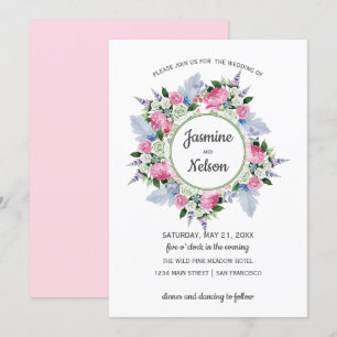 Convites A lavanda branca cor-de-rosa de Boho floresce o