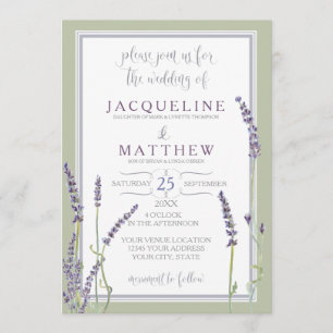 Convites A lavanda francesa floresce o roteiro moderno da