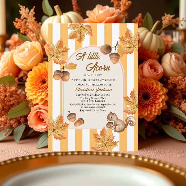 Convites A Little Acorn Fall Plaids Baby Shower  Invitation (Criador carregado)