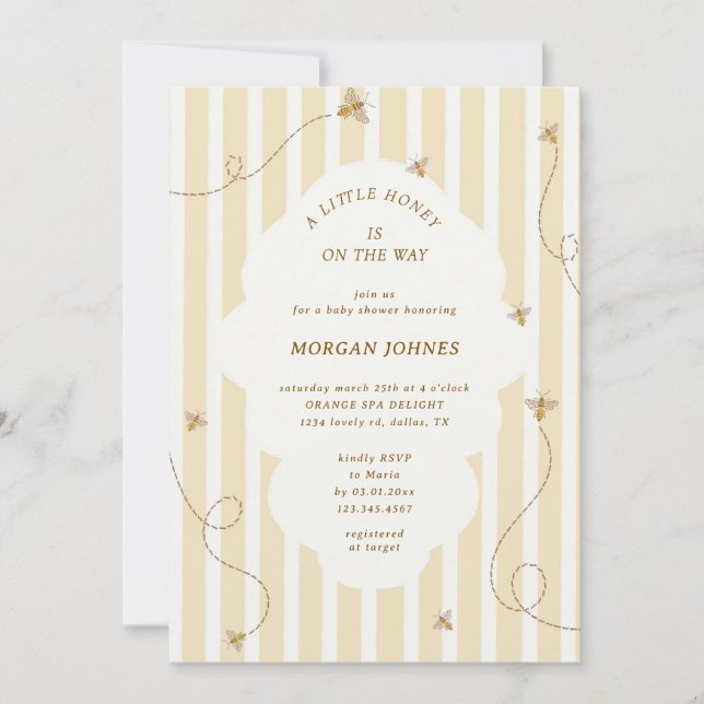 Convites A Little Bee Baby Shower Invitation (Frente)