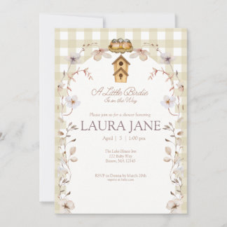 Convites A Little Birdie is on the Way Shower Invitation