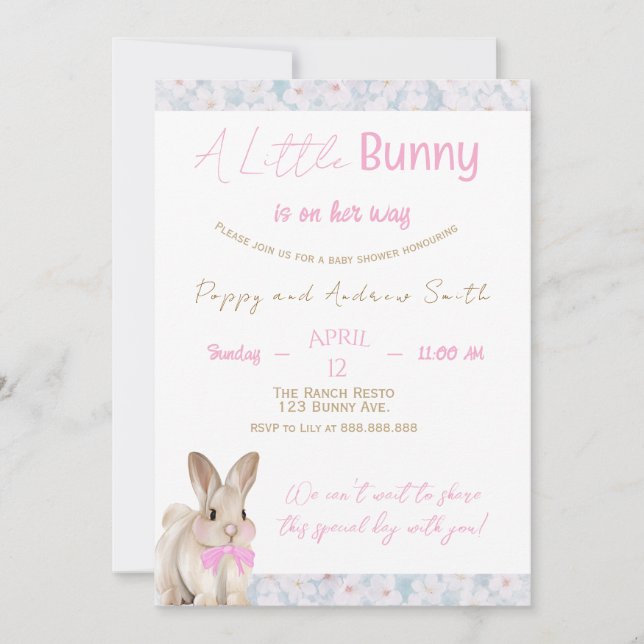 Convites A Little Bunny Baby Shower Invitation (Frente)