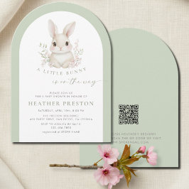 Convites A Little Bunny Elegant Sage Green Arch Baby Shower