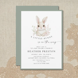 Convites A Little Bunny Elegant Sage Green Baby Shower 