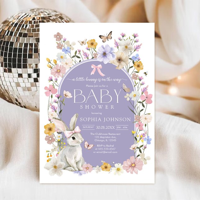 Convites A Little Bunny Wildflower Baby Shower (Criador carregado)