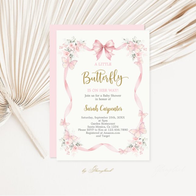 Convites A little Butterfly Baby Shower Girl Invitation (Criador carregado)