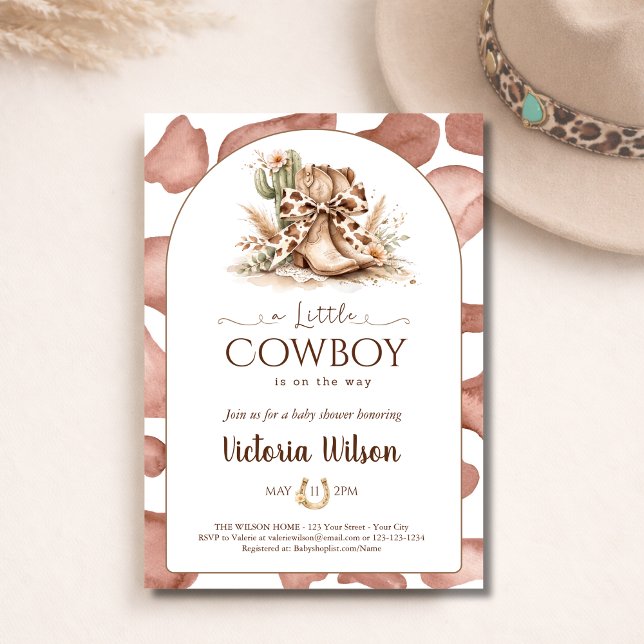 Convites A Little Cowboy Western Boy Baby Shower Arched (Criador carregado)