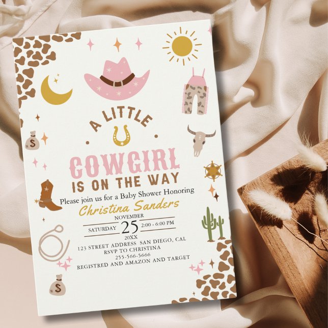 Convites A Little Cowgirl Is on The Way Cute Baby Shower (Criador carregado)