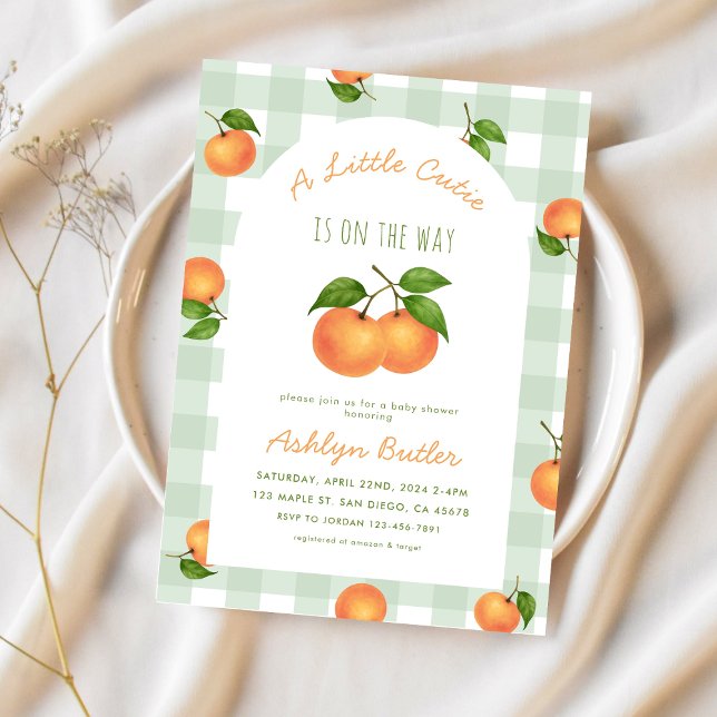 Convites A Little Cutie Citrus Green Baby Shower Invitation (Criador carregado)