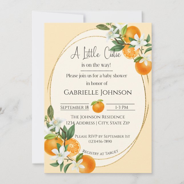 Convites A Little Cutie is on the way gender neutral (Frente)