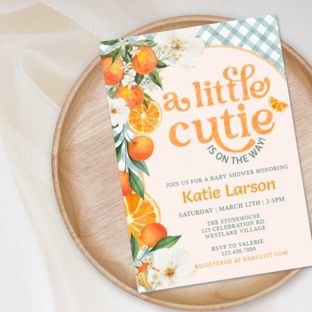 Convites A Little Cutie Orange Baby Shower Invitation |  (Criador carregado)