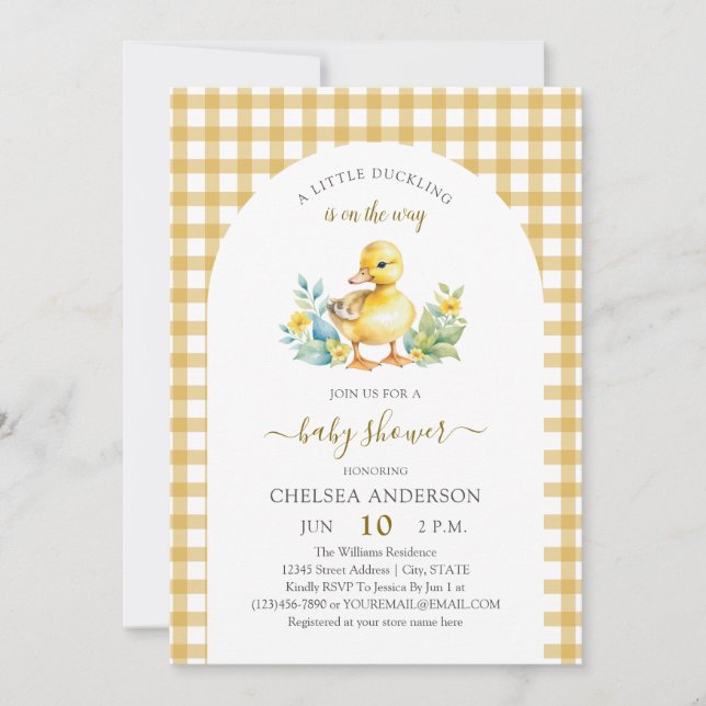 Convites A Little Duckling is On The Way Duck Baby Shower (Frente)