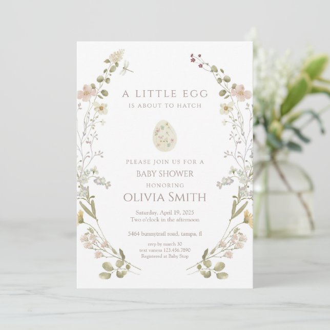 Convites A Little Egg Is About To Hatch Baby Shower (Em pé/Frente)