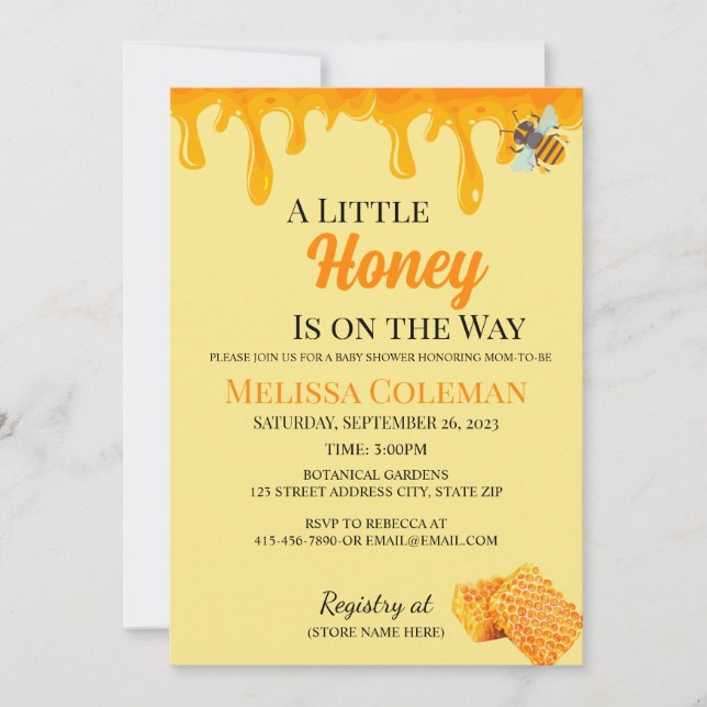 Convites A Little Honey Is on the Way Invitation (Frente)