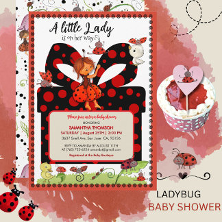 Convites A Little Lady is on Her Way Polka Dot Invitation