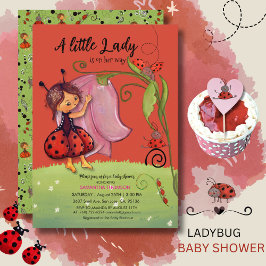 Convites A Little Lady is on Her Way Red Ladybug Invitation