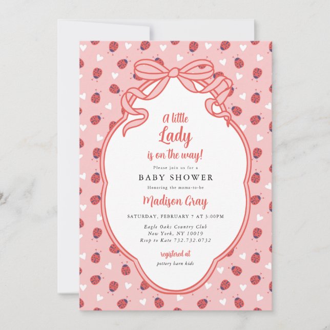 Convites A Little Lady on the Way Baby Shower Invitation (Frente)
