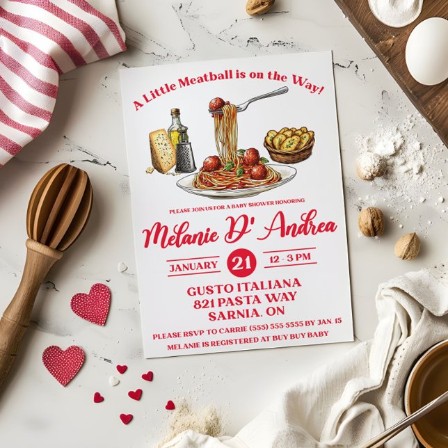 Convites A Little Meatball is on the Way!  Baby Shower (Criador carregado)