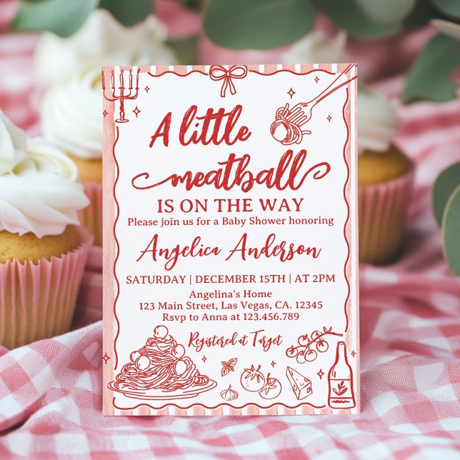 Convites A Little Meatball Italian Baby Shower Invitation (Criador carregado)