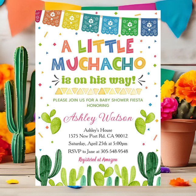 Convites A Little Muchacho Fiesta Baby Shower Invitation (Criador carregado)
