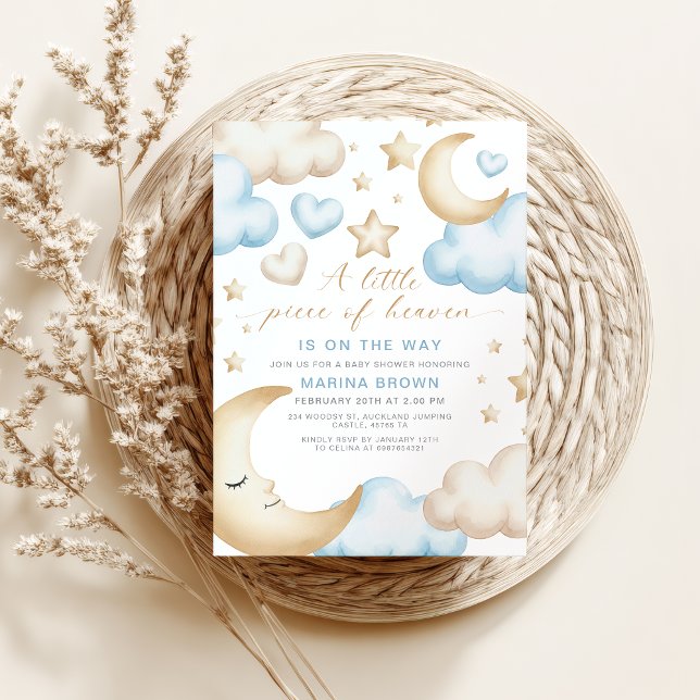 Convites A little piece of heaven is on the way baby shower (a little piece of heaven baby shower invite)