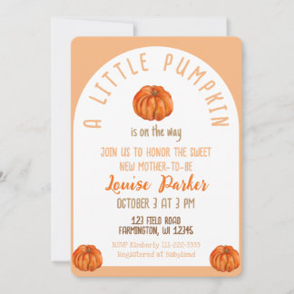 Convites A Little Pumpkin Baby Shower Invitation
