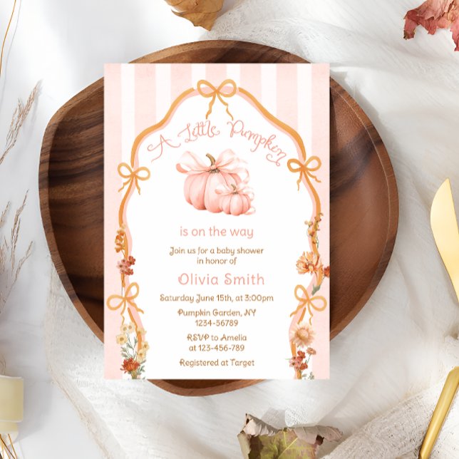 Convites A Little Pumpkin Fall Autumn Floral Baby Shower (Criador carregado)