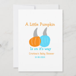 Convites A little pumpkin is on it's way baby shower orange