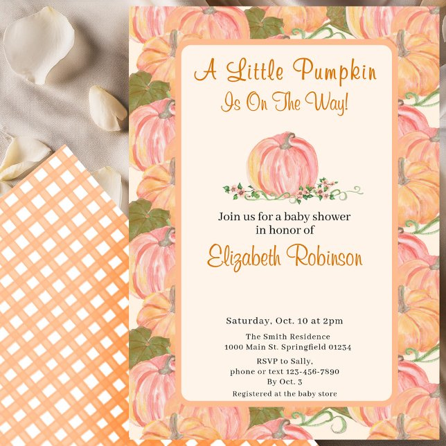 Convites A Little Pumpkin Is On The Way Autumn Baby Shower  (Criador carregado)