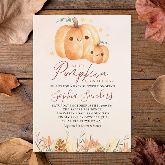 Convites A Little Pumpkin Is on the Way" Fall Baby Shower (Criador carregado)