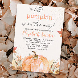 Convites A Little Pumpkin Is on The Way, Fall Baby Shower