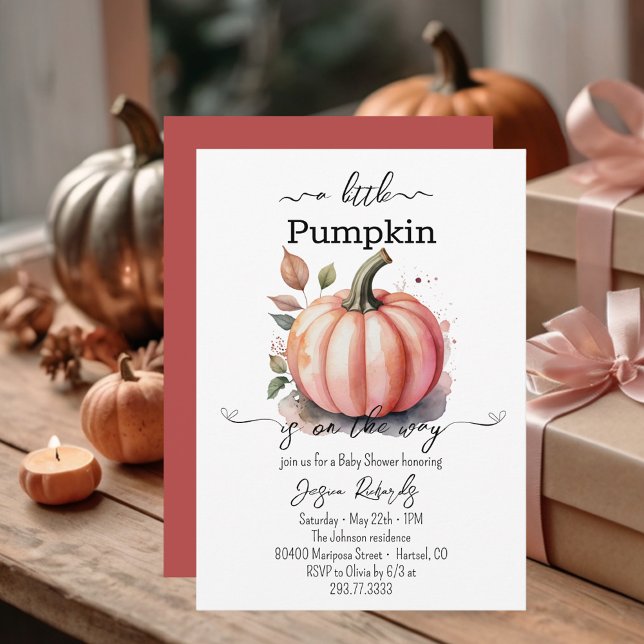 Convites A Little Pumpkin Pink Baby Shower Invitation (Criador carregado)