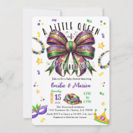 Convites A little Queen is on her way Mardi Gras Invitation