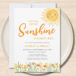 Convites A Little Ray Of Sunshine Baby Shower<br><div class="desc">Are you planning a sun-themed baby shower?
This adorable baby shower invitation features "A little ray of sunshine is almost here!" in stylish typography,  accompanied by a watercolor sun and wildflowers.
Easily customizable.
Original Watercolor © Michele Davies.</div>