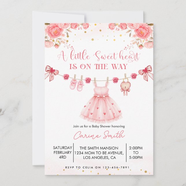 Convites A  Little Sweetheart Baby Shower Invitation (Frente)