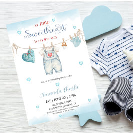 Convites A little sweetheart clothesline Boy baby shower