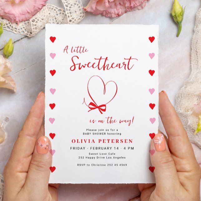 Convites A little sweetheart cute Valentines baby shower (Criador carregado)
