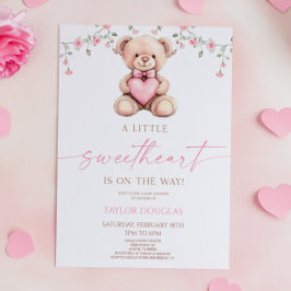 Convites A Little Sweetheart Pink Teddy Bear Baby Shower