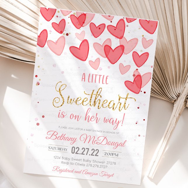 Convites A Little Sweetheart Valentine Baby Is on her way  (a little sweetheart is on the way, baby shower,valentine baby shower invitations,a little cutie is o)