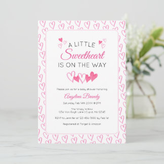 Convites A Little SweetHeart Valentine Hearts Baby Shower