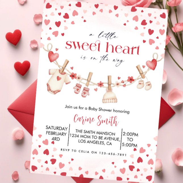 Convites A  Little Sweetheart valentine's Baby Shower   (Criador carregado)