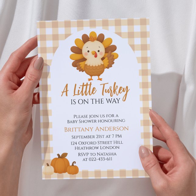 Convites A Little Turkey Baby Shower Thanksgiving (Criador carregado)