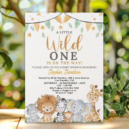 Convites A Little Wild One Safari Animals Baby Shower