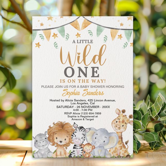 Convites A Little Wild One Safari Animals Baby Shower (Criador carregado)