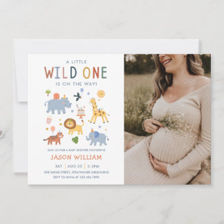 Convites A Little Wild One Safari Animals Baby Shower Photo